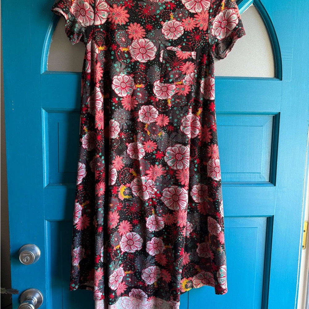 LuLaRoe High Low Dress in Black and Pink Floral